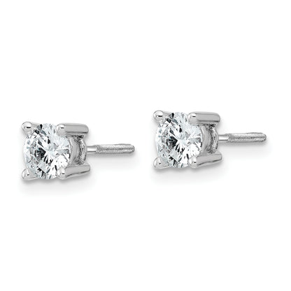 14K White Gold 3/4 Ctw Lab Grown Diamond Vs+ F+ Round 4 Prong Heavy Wt. Screwback Stud Earrings