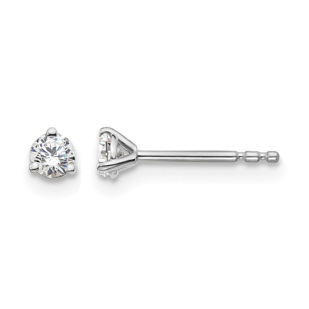 14K White Gold 1/5 Ctw Lab Grown Diamond Vs+ F+ Round 3 Prong Heavy Wt. Stud Earrings