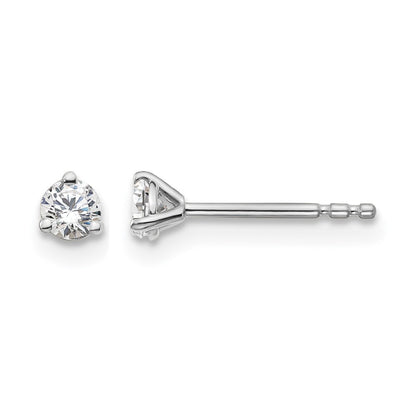 14K White Gold 1/5 Ctw Lab Grown Diamond Vs+ F+ Round 3 Prong Heavy Wt. Stud Earrings
