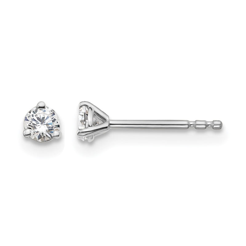 14K White Gold 1/5 Ctw Lab Grown Diamond Vs+ F+ Round 3 Prong Heavy Wt. Stud Earrings