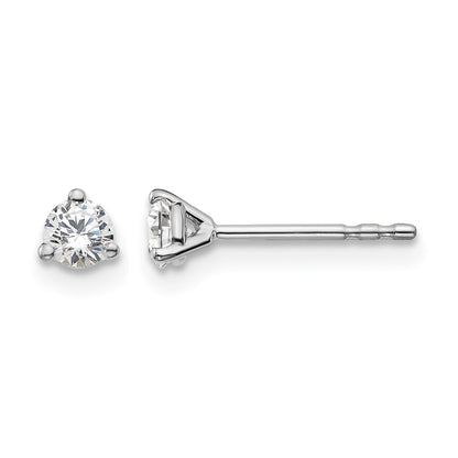 14K White Gold 1/4 Ctw Lab Grown Diamond Vs+ F+ Round 3 Prong Heavy Wt. Stud Earrings