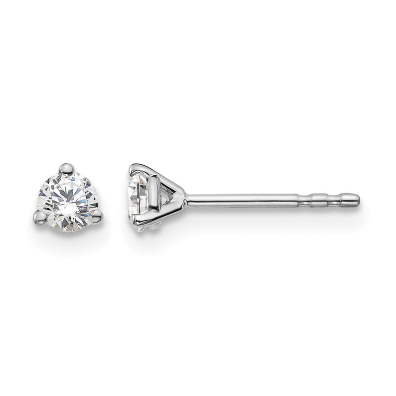 14K White Gold 1/4 Ctw Lab Grown Diamond Vs+ F+ Round 3 Prong Heavy Wt. Stud Earrings