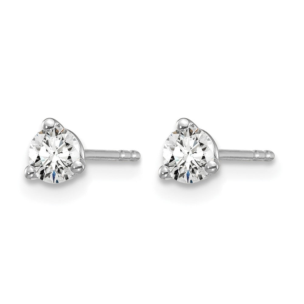 14K White Gold 1/3 Ctw Lab Grown Diamond Vs+ F+ Round 3 Prong Heavy Wt. Stud Earrings