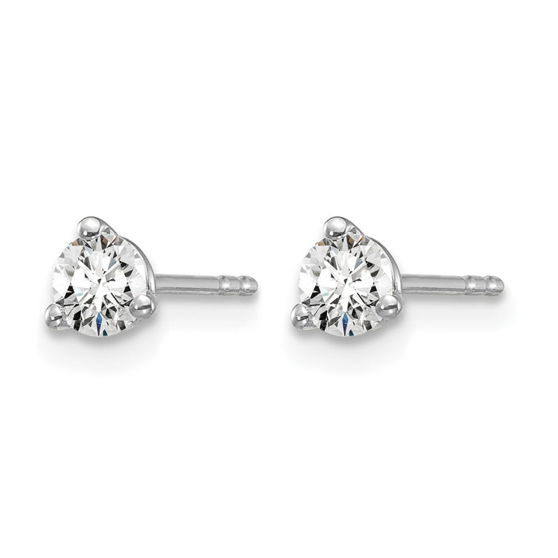 14K White Gold 1/3 Ctw Lab Grown Diamond Vs+ F+ Round 3 Prong Heavy Wt. Stud Earrings