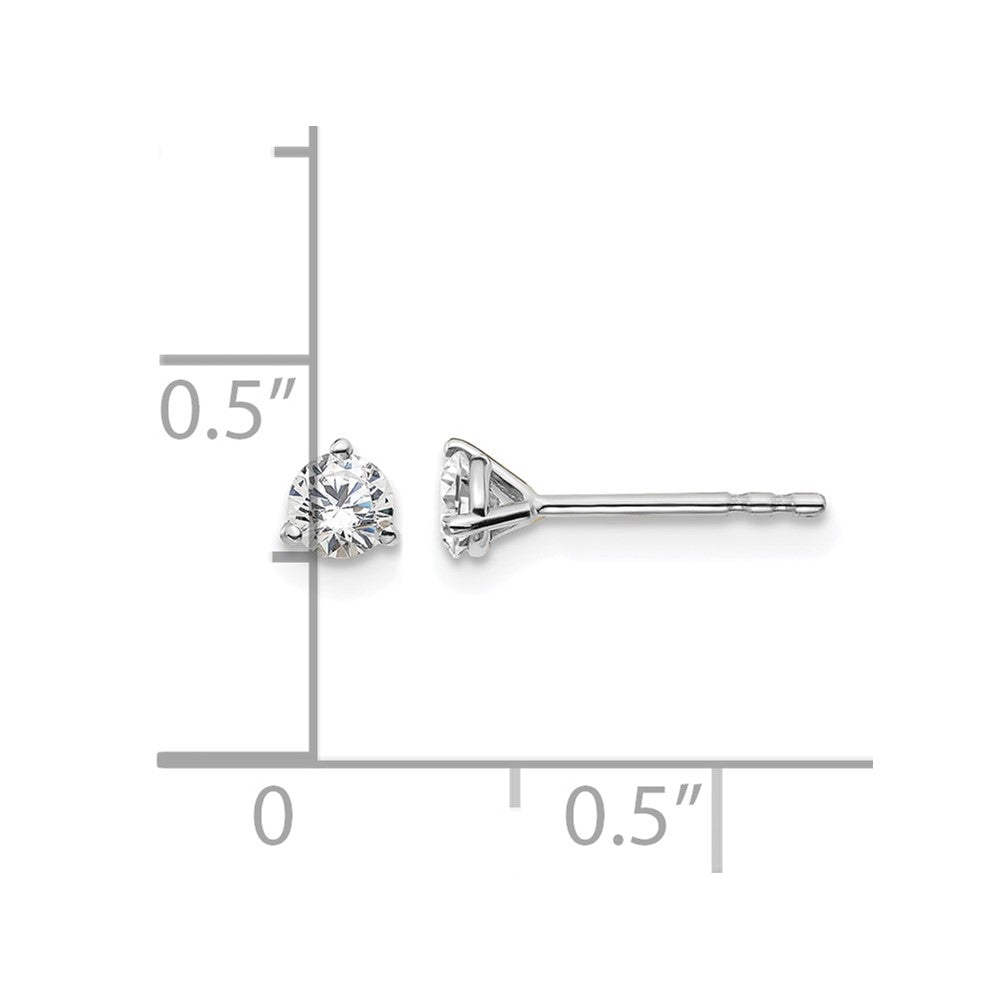 14K White Gold 1/3 Ctw Lab Grown Diamond Vs+ F+ Round 3 Prong Heavy Wt. Stud Earrings