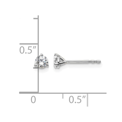 14K White Gold 1/3 Ctw Lab Grown Diamond Vs+ F+ Round 3 Prong Heavy Wt. Stud Earrings