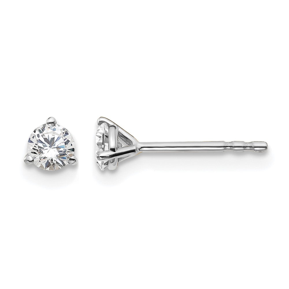 14K White Gold 1/3 Ctw Lab Grown Diamond Vs+ F+ Round 3 Prong Heavy Wt. Stud Earrings