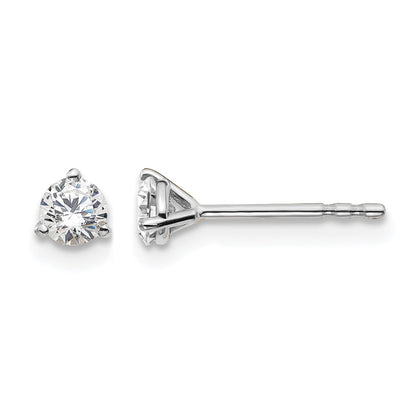 14K White Gold 1/3 Ctw Lab Grown Diamond Vs+ F+ Round 3 Prong Heavy Wt. Stud Earrings