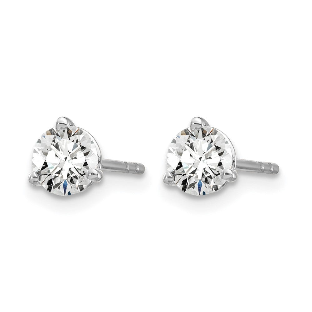 14K White Gold 2/3 Ctw Lab Grown Diamond Vs+ F+ Round 3 Prong Heavy Wt. Stud Earrings