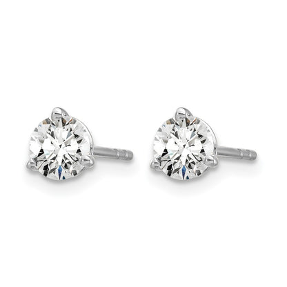 14K White Gold 2/3 Ctw Lab Grown Diamond Vs+ F+ Round 3 Prong Heavy Wt. Stud Earrings