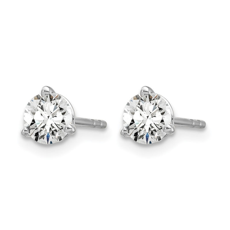 14K White Gold 2/3 Ctw Lab Grown Diamond Vs+ F+ Round 3 Prong Heavy Wt. Stud Earrings