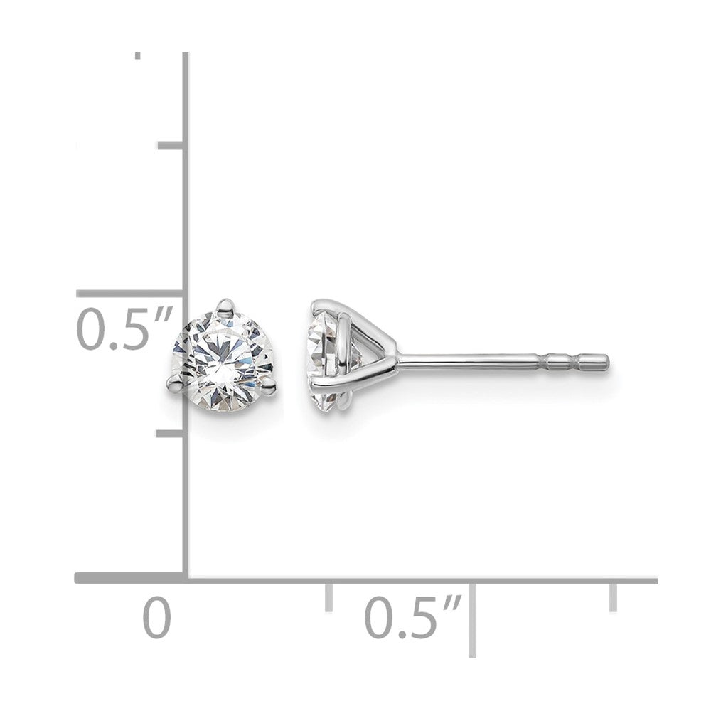 14K White Gold 2/3 Ctw Lab Grown Diamond Vs+ F+ Round 3 Prong Heavy Wt. Stud Earrings