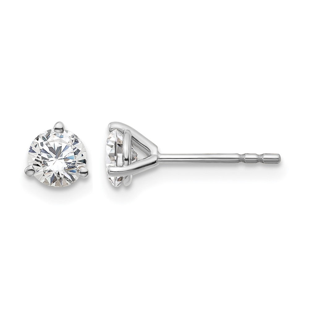 14K White Gold 2/3 Ctw Lab Grown Diamond Vs+ F+ Round 3 Prong Heavy Wt. Stud Earrings