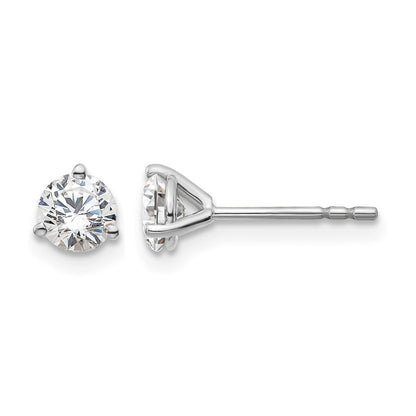 14K White Gold 2/3 Ctw Lab Grown Diamond Vs+ F+ Round 3 Prong Heavy Wt. Stud Earrings