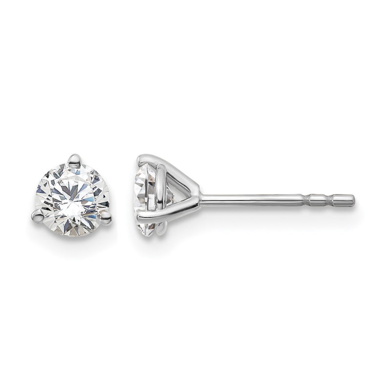 14K White Gold 2/3 Ctw Lab Grown Diamond Vs+ F+ Round 3 Prong Heavy Wt. Stud Earrings