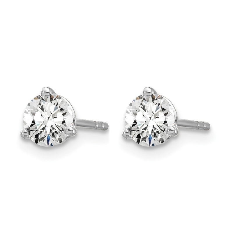 14K White Gold 3/4 Ctw Lab Grown Diamond Vs+ F+ Round 3 Prong Heavy Wt. Stud Earrings