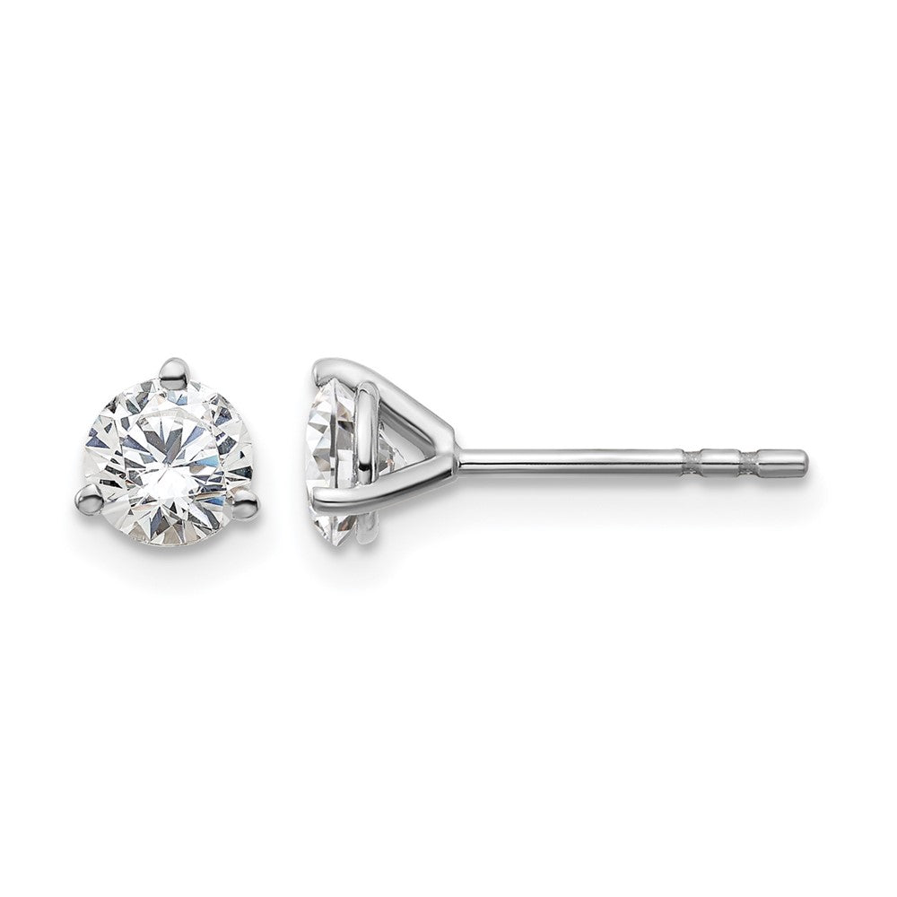 14K White Gold 3/4 Ctw Lab Grown Diamond Vs+ F+ Round 3 Prong Heavy Wt. Stud Earrings