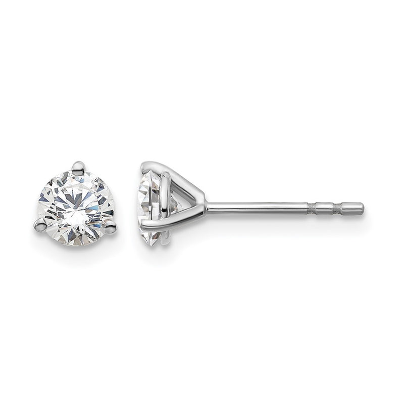 14K White Gold 3/4 Ctw Lab Grown Diamond Vs+ F+ Round 3 Prong Heavy Wt. Stud Earrings