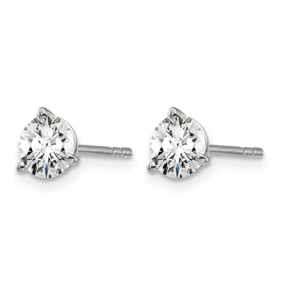 14K White Gold 1 1/4 Ctw Lab Grown Diamond Vs+ F+ Round 3 Prong Heavy Wt. Stud Earrings