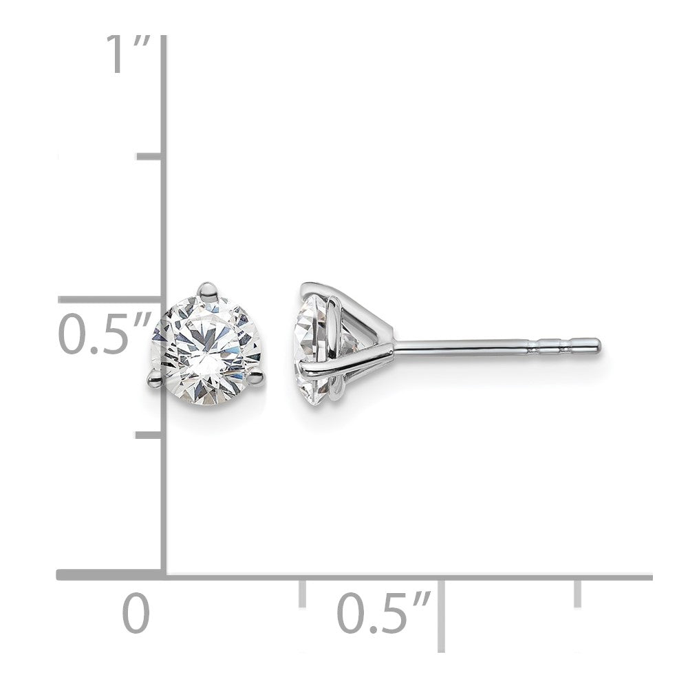 14K White Gold 1 Ctw Lab Grown Diamond Vs+ F+ Round 3 Prong Heavy Wt. Stud Earrings
