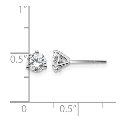 14K White Gold 1 Ctw Lab Grown Diamond Vs+ F+ Round 3 Prong Heavy Wt. Stud Earrings