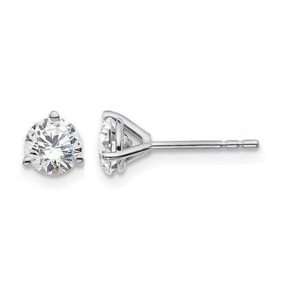 14K White Gold 1 Ctw Lab Grown Diamond Vs+ F+ Round 3 Prong Heavy Wt. Stud Earrings