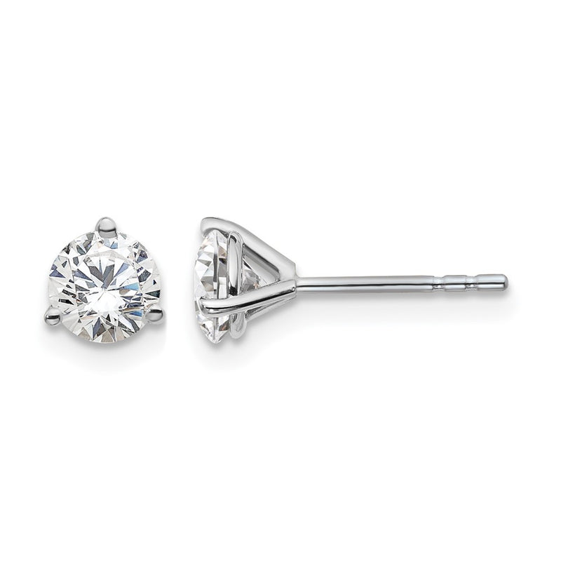 14K White Gold 1 Ctw Lab Grown Diamond Vs+ F+ Round 3 Prong Heavy Wt. Stud Earrings