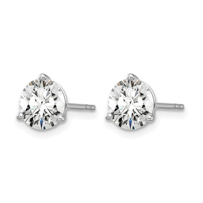 14K White Gold 1 1/2 Ctw Lab Grown Diamond Vs+ F+ Round 3 Prong Heavy Wt. Stud Earrings