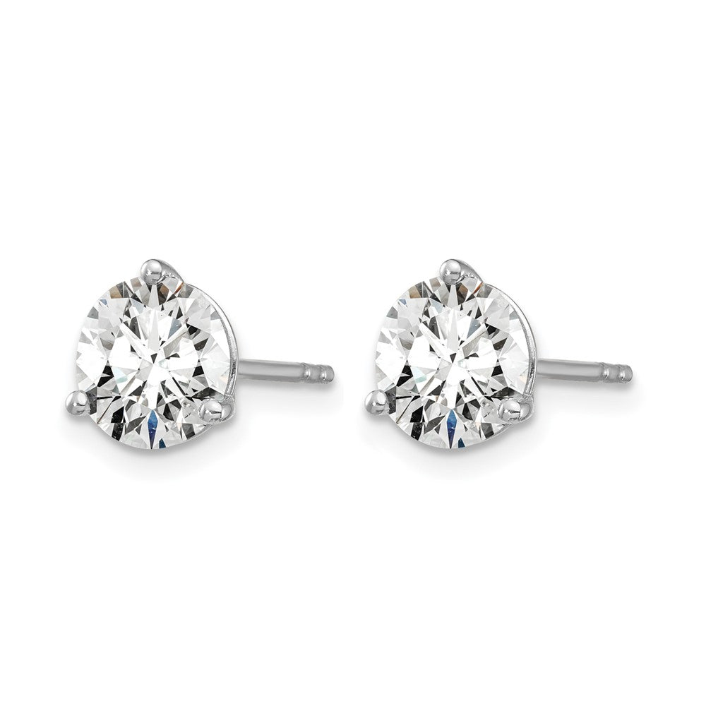 14K White Gold 2 Ctw Lab Grown Diamond Vs+ F+ Round 3 Prong Heavy Wt. Stud Earrings