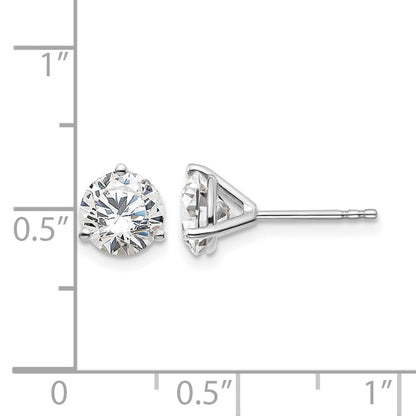 14K White Gold 2 Ctw Lab Grown Diamond Vs+ F+ Round 3 Prong Heavy Wt. Stud Earrings