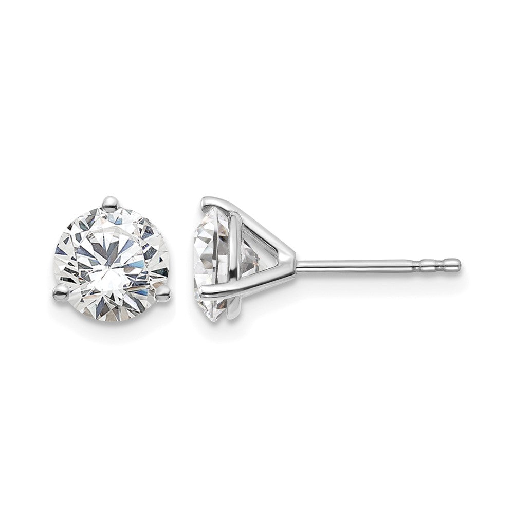 14K White Gold 2 Ctw Lab Grown Diamond Vs+ F+ Round 3 Prong Heavy Wt. Stud Earrings