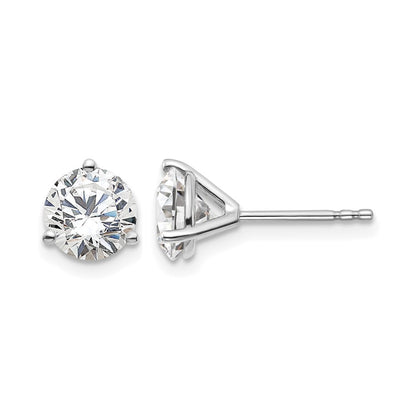 14K White Gold 2 Ctw Lab Grown Diamond Vs+ F+ Round 3 Prong Heavy Wt. Stud Earrings