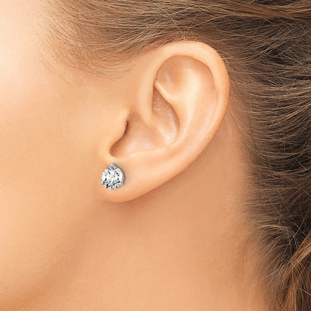 14K White Gold 3 Ctw Lab Grown Diamond Vs+ F+ Round Prong Heavy Wt. Stud Earrings