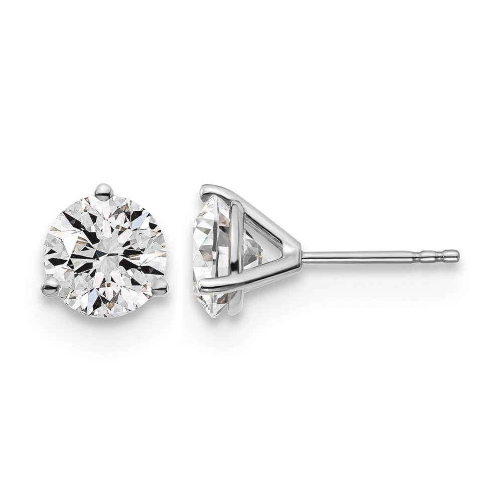 14K White Gold 3 Ctw Lab Grown Diamond Vs+ F+ Round Prong Heavy Wt. Stud Earrings