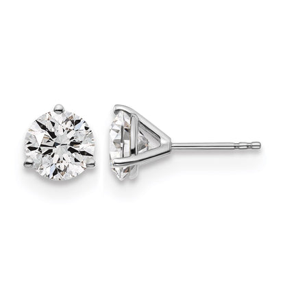 14K White Gold 3 Ctw Lab Grown Diamond Vs+ F+ Round Prong Heavy Wt. Stud Earrings