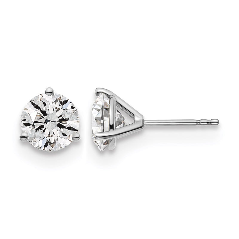 14K White Gold 3 Ctw Lab Grown Diamond Vs+ F+ Round Prong Heavy Wt. Stud Earrings