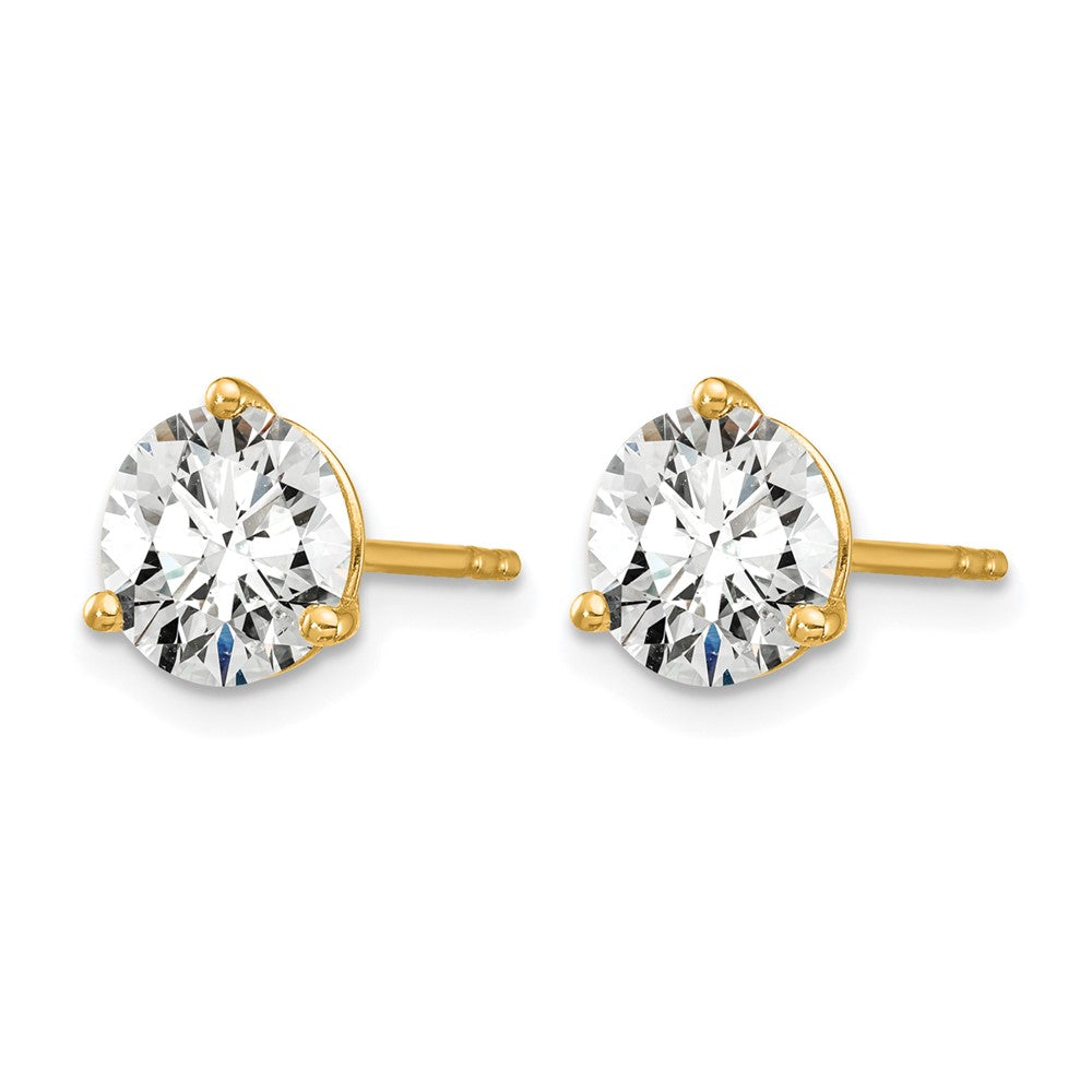 14K Yellow Gold 3 Ctw Lab Grown Diamond Vs+ F+ Round Prong Heavy Wt. Stud Earrings