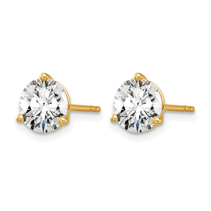14K Yellow Gold 3 Ctw Lab Grown Diamond Vs+ F+ Round Prong Heavy Wt. Stud Earrings
