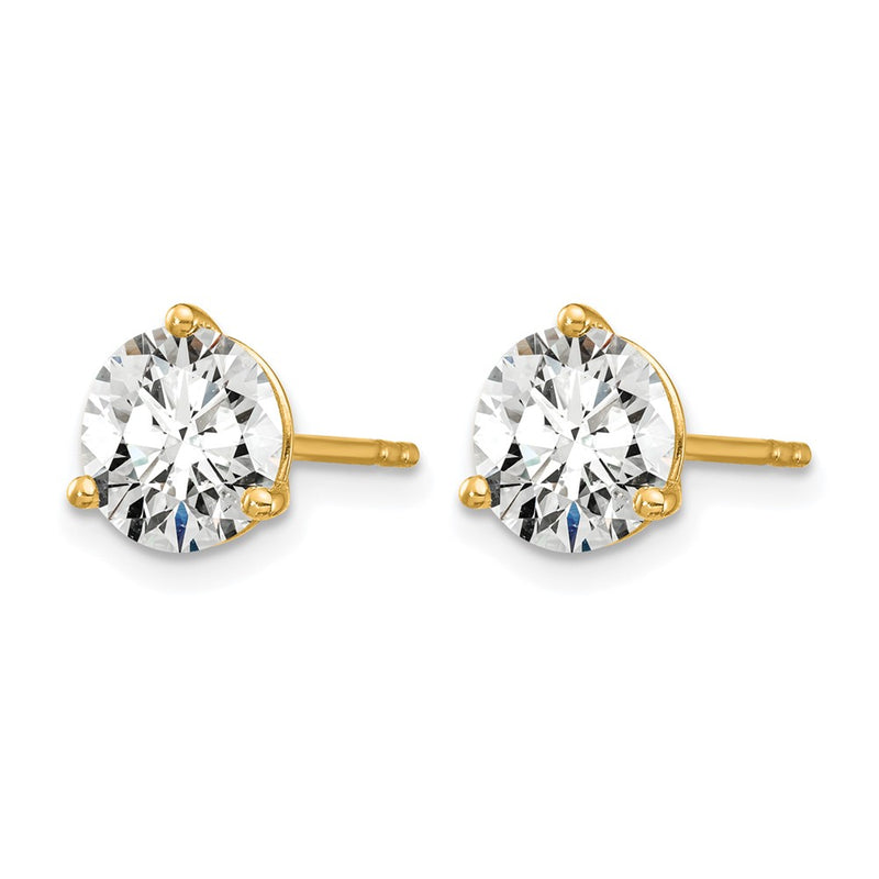 14K Yellow Gold 3 Ctw Lab Grown Diamond Vs+ F+ Round Prong Heavy Wt. Stud Earrings