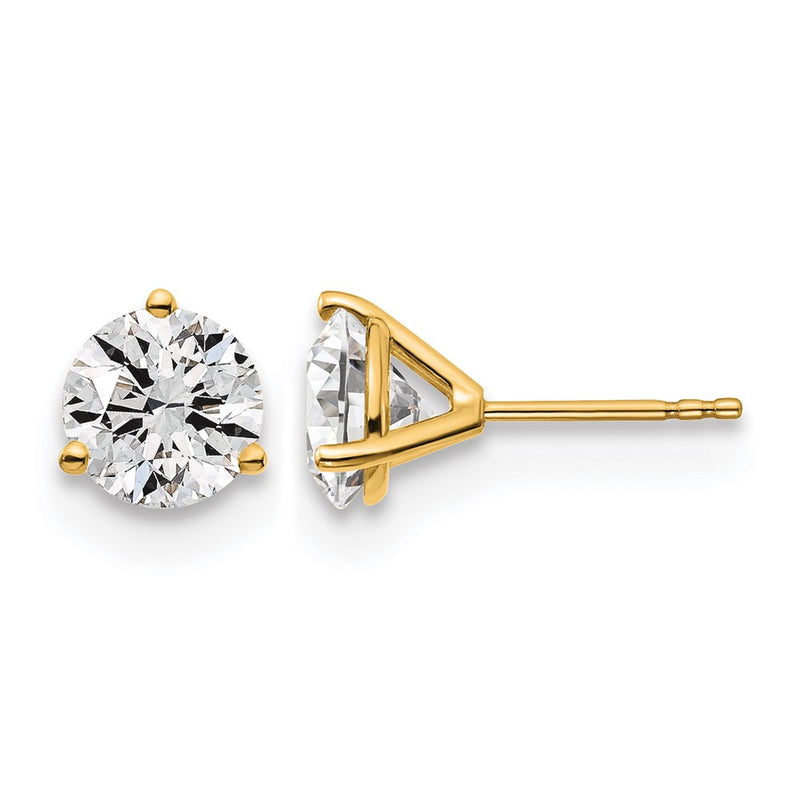 14K Yellow Gold 3 Ctw Lab Grown Diamond Vs+ F+ Round Prong Heavy Wt. Stud Earrings