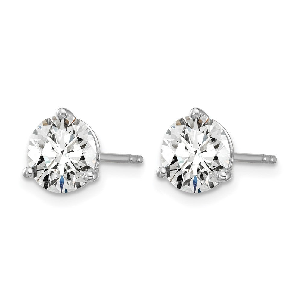 14K White Gold 4 Ctw Lab Grown Diamond Vs+ F+ Round 3 Prong Heavy Wt. Stud Earrings