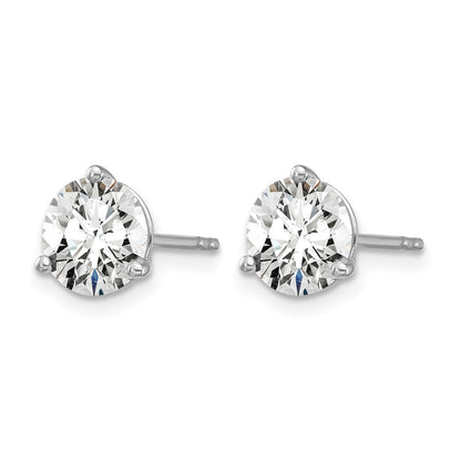 14K White Gold 4 Ctw Lab Grown Diamond Vs+ F+ Round 3 Prong Heavy Wt. Stud Earrings