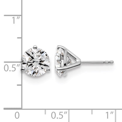 14K White Gold 4 Ctw Lab Grown Diamond Vs+ F+ Round 3 Prong Heavy Wt. Stud Earrings