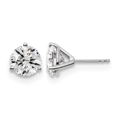 14K White Gold 4 Ctw Lab Grown Diamond Vs+ F+ Round 3 Prong Heavy Wt. Stud Earrings