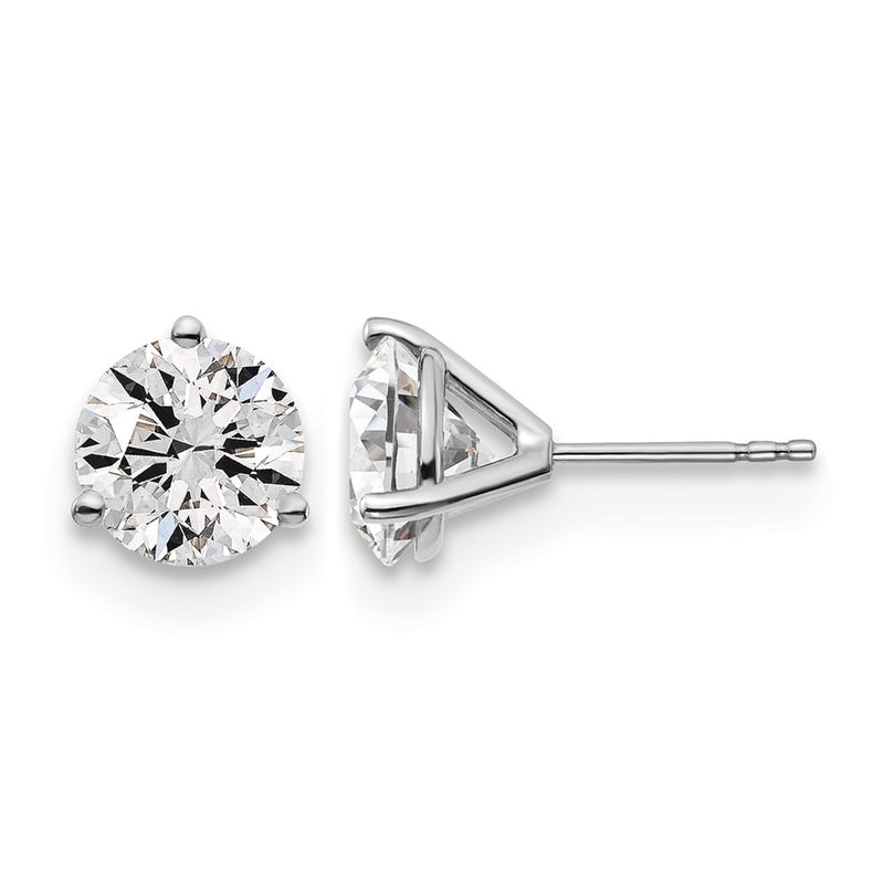 14K White Gold 4 Ctw Lab Grown Diamond Vs+ F+ Round 3 Prong Heavy Wt. Stud Earrings