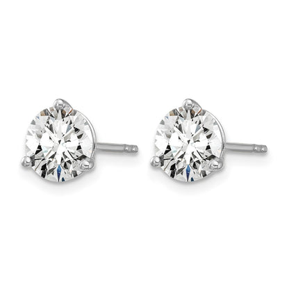 14K White Gold 5 Ctw Lab Grown Diamond Vs+ F+ Round 3 Prong Heavy Wt. Stud Earrings