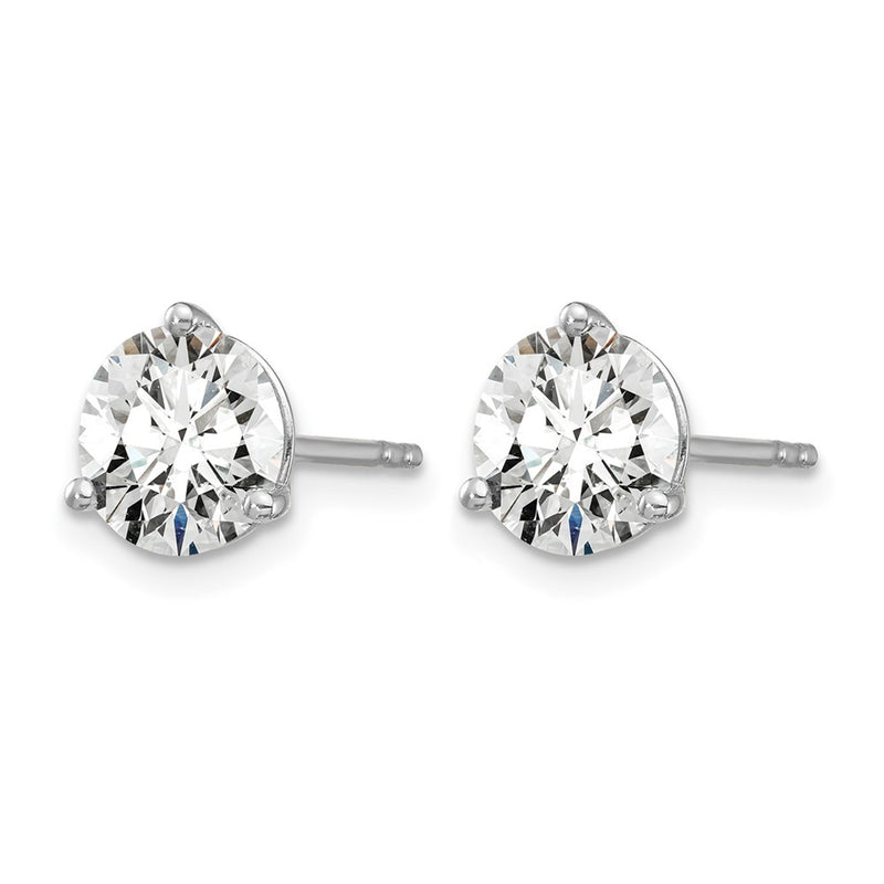 14K White Gold 5 Ctw Lab Grown Diamond Vs+ F+ Round 3 Prong Heavy Wt. Stud Earrings