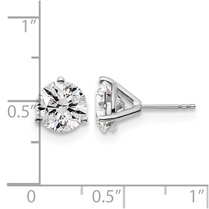 14K White Gold 5 Ctw Lab Grown Diamond Vs+ F+ Round 3 Prong Heavy Wt. Stud Earrings