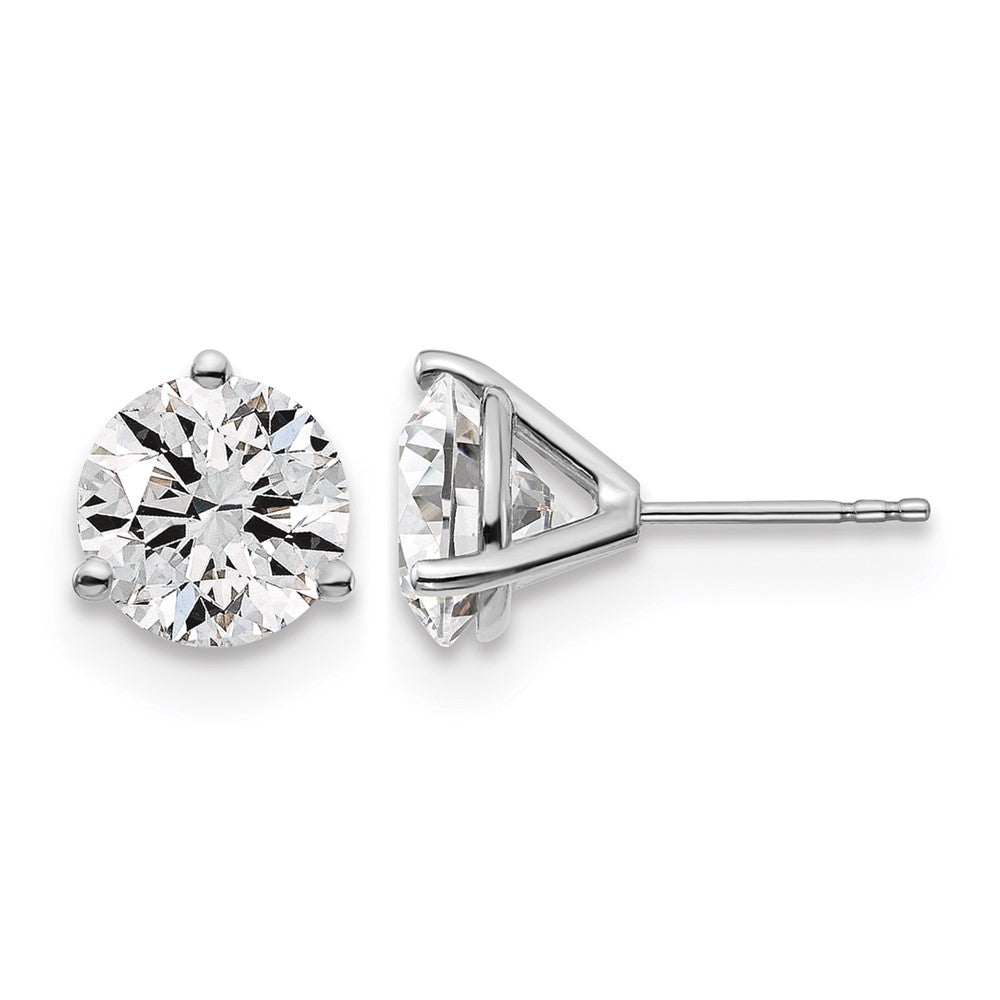 14K White Gold 5 Ctw Lab Grown Diamond Vs+ F+ Round 3 Prong Heavy Wt. Stud Earrings