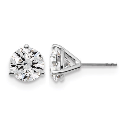 14K White Gold 5 Ctw Lab Grown Diamond Vs+ F+ Round 3 Prong Heavy Wt. Stud Earrings